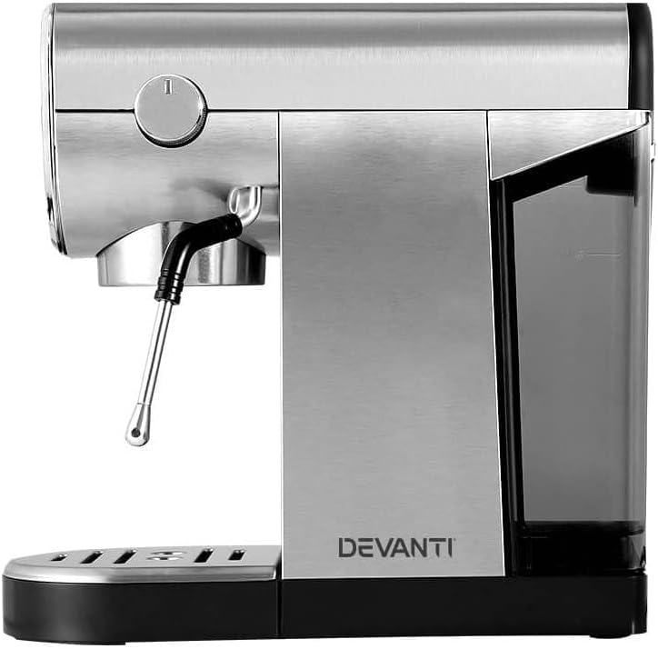 Devanti 20 Bar Espresso Coffee Machine with Milk Frother Stainless Steel