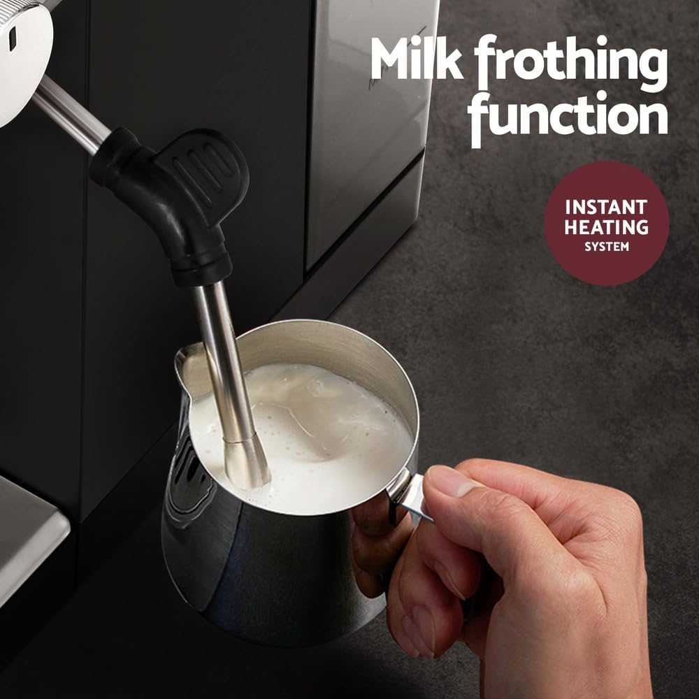 Devanti 20 Bar Espresso Coffee Machine with Milk Frother Stainless Steel