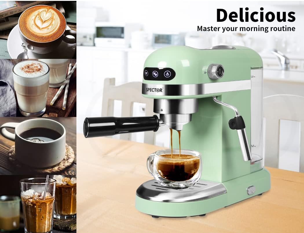 Spector Espresso Coffee Machine with Milk Frother Touch Screen Black