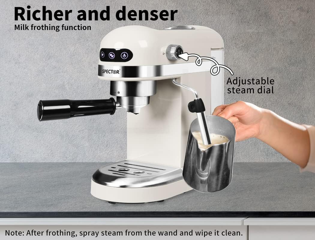 Spector Espresso Coffee Machine with Milk Frother Touch Screen Black