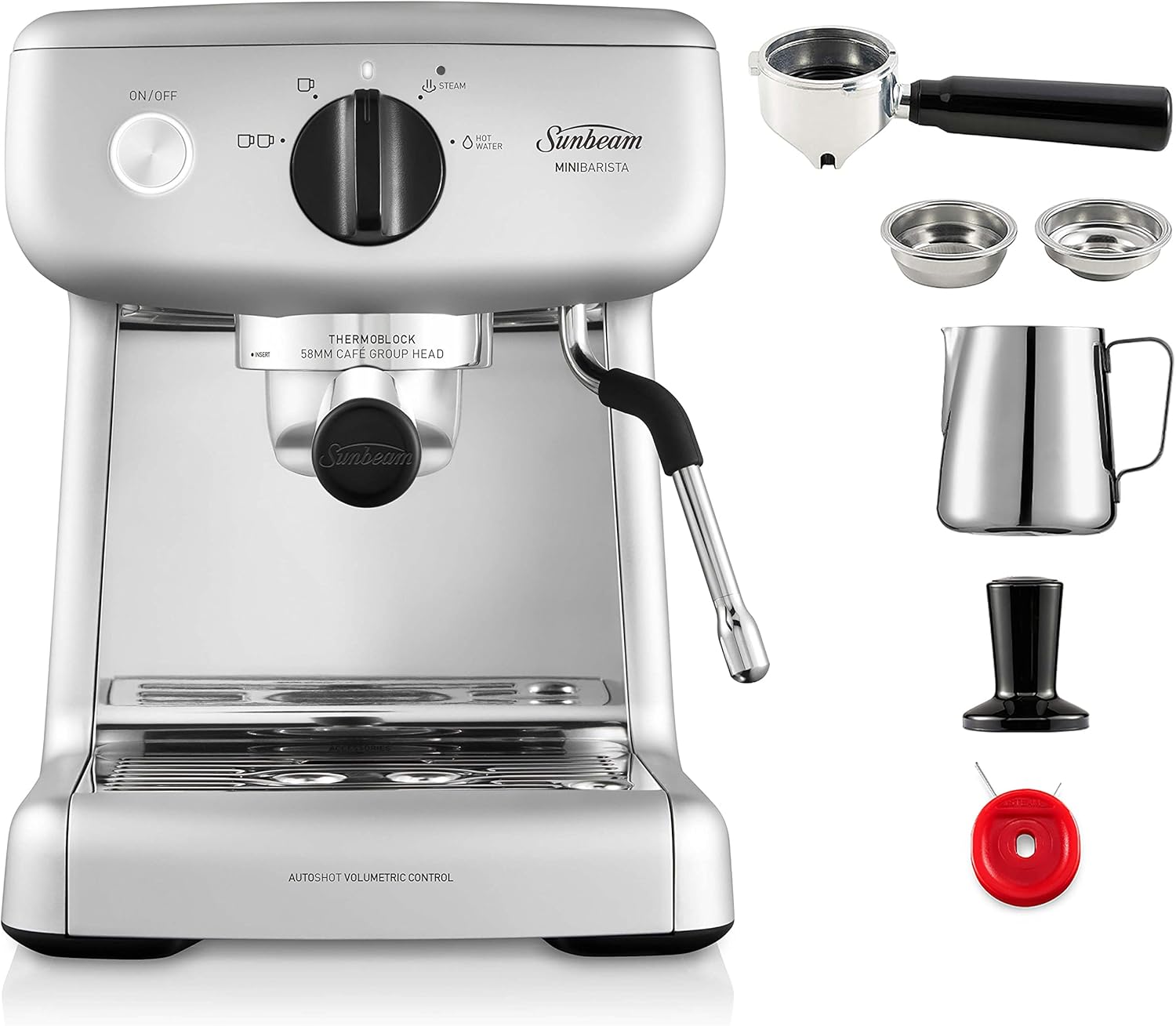 Sunbeam EM4300S Mini Barista Espresso Coffee Machine Silver