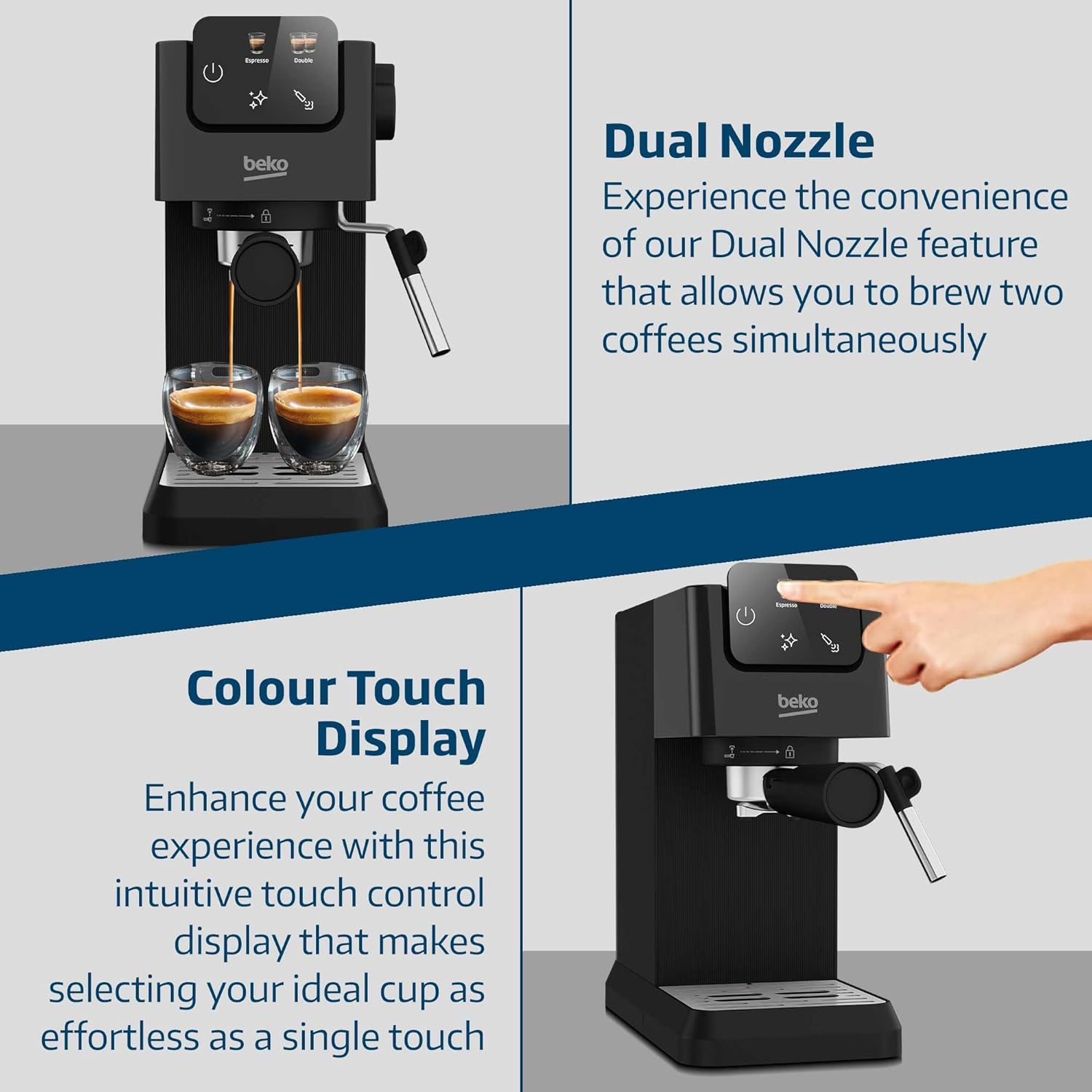 BEKO CaffeExperto CEP 5302B Manual Espresso Machine with Milk Frother