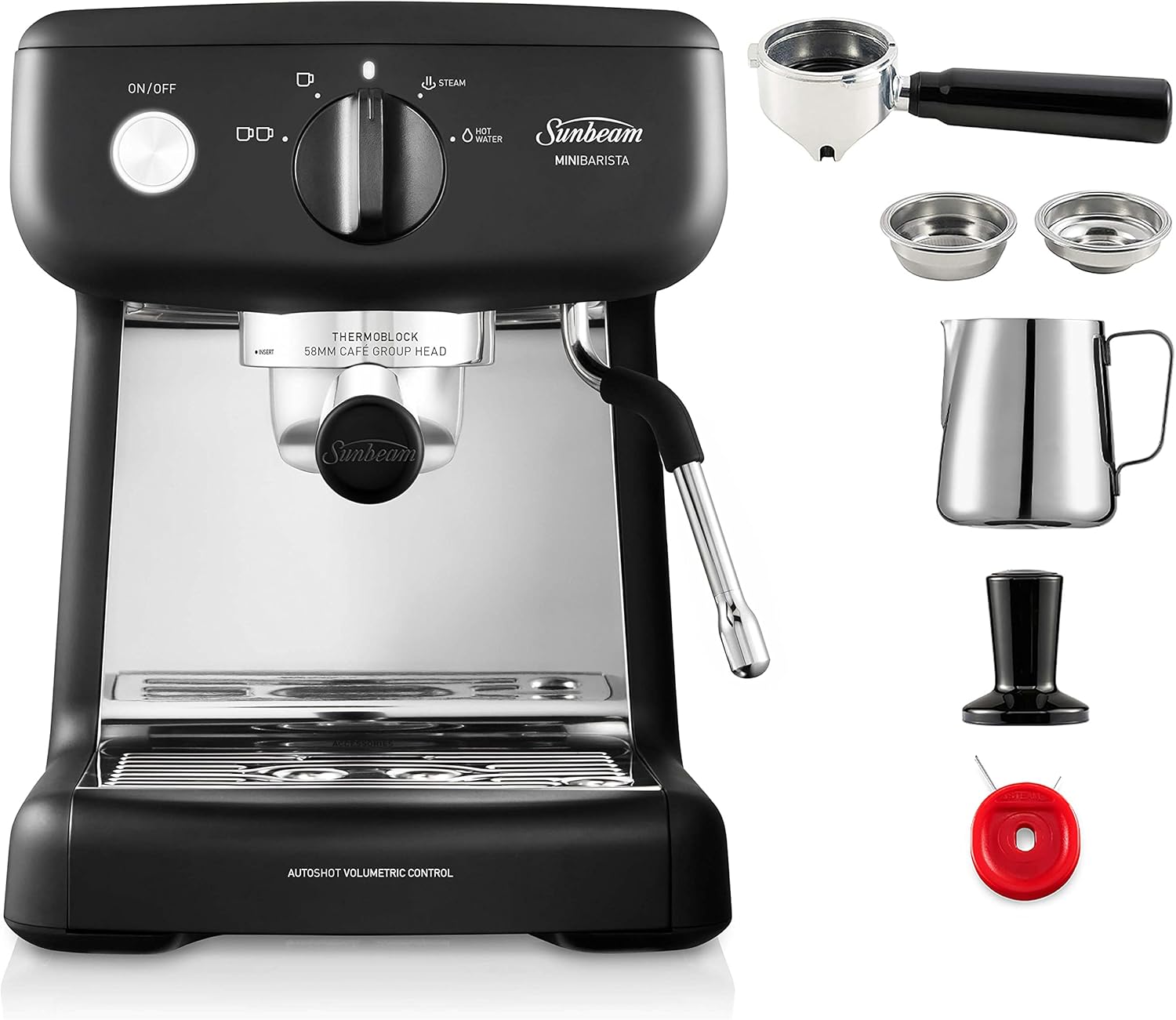 Sunbeam EM4300S Mini Barista Espresso Coffee Machine Silver