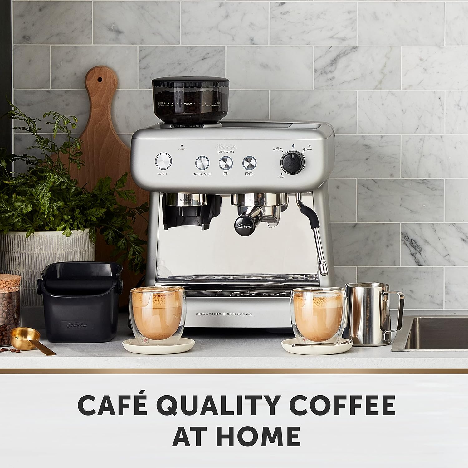 Sunbeam Barista Max Espresso Machine with Grinder & Milk Frother EM5300S Silver