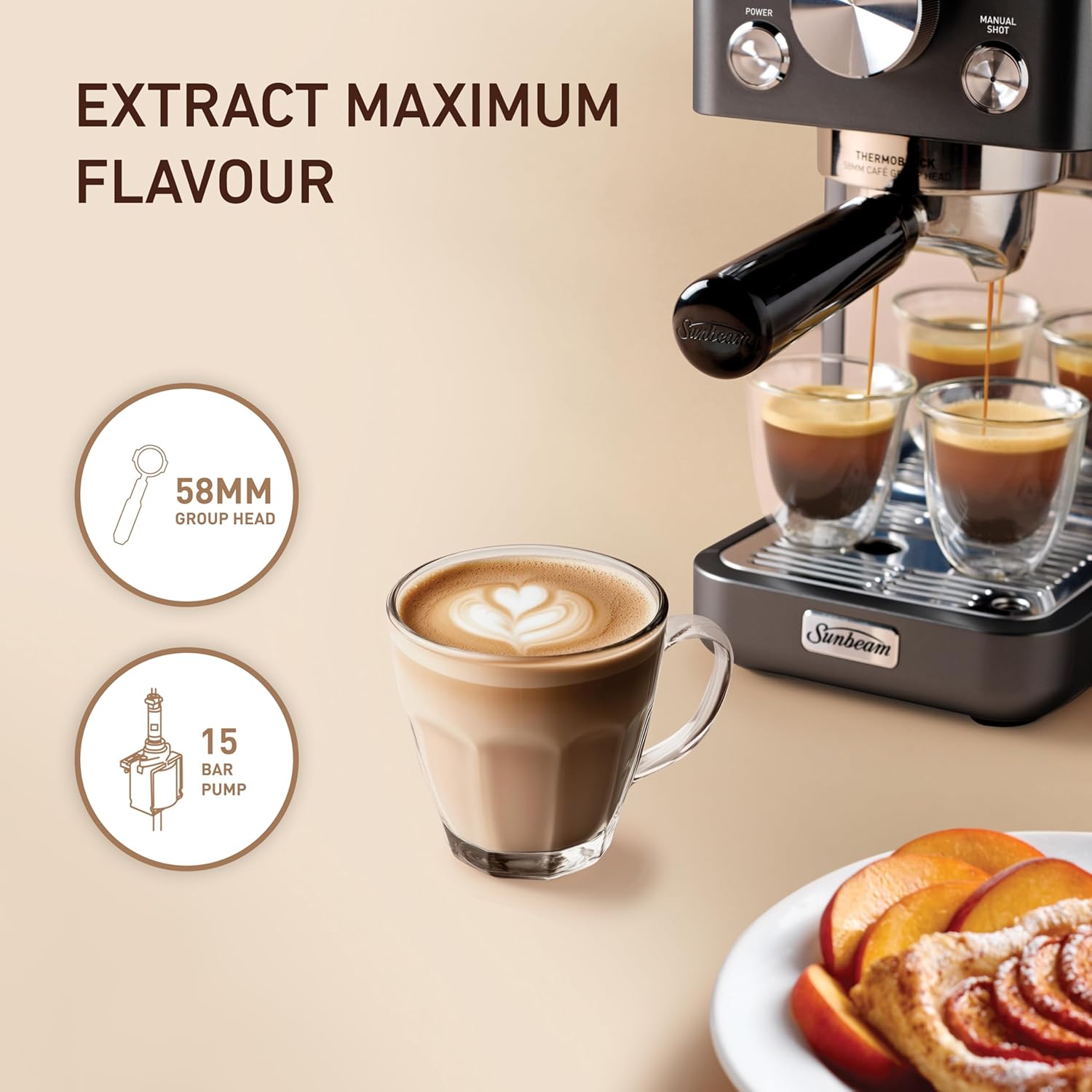 Sunbeam Origins Slimline Espresso Machine EMM4500BK Black