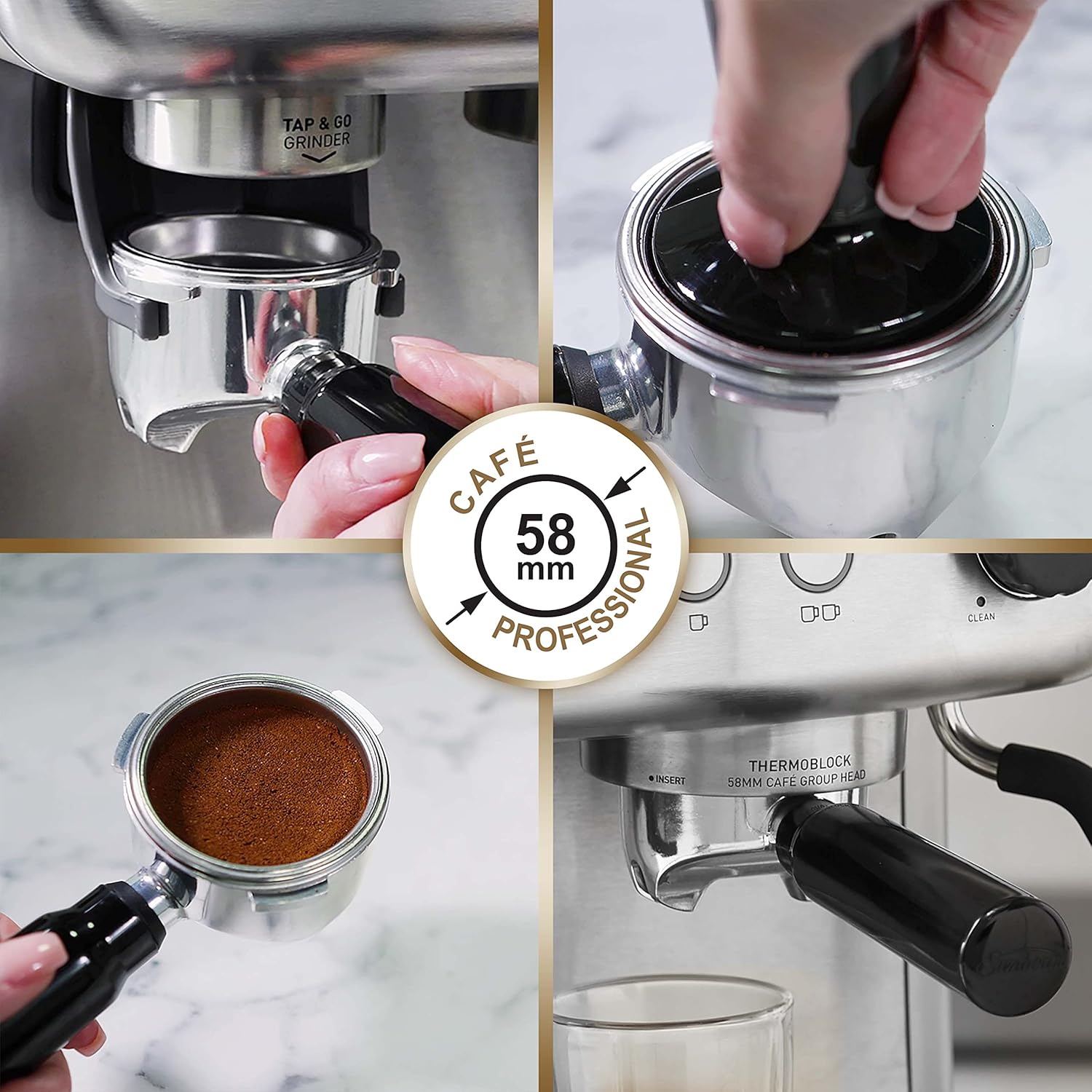 Sunbeam Barista Max Espresso Machine with Grinder & Milk Frother EM5300S Silver