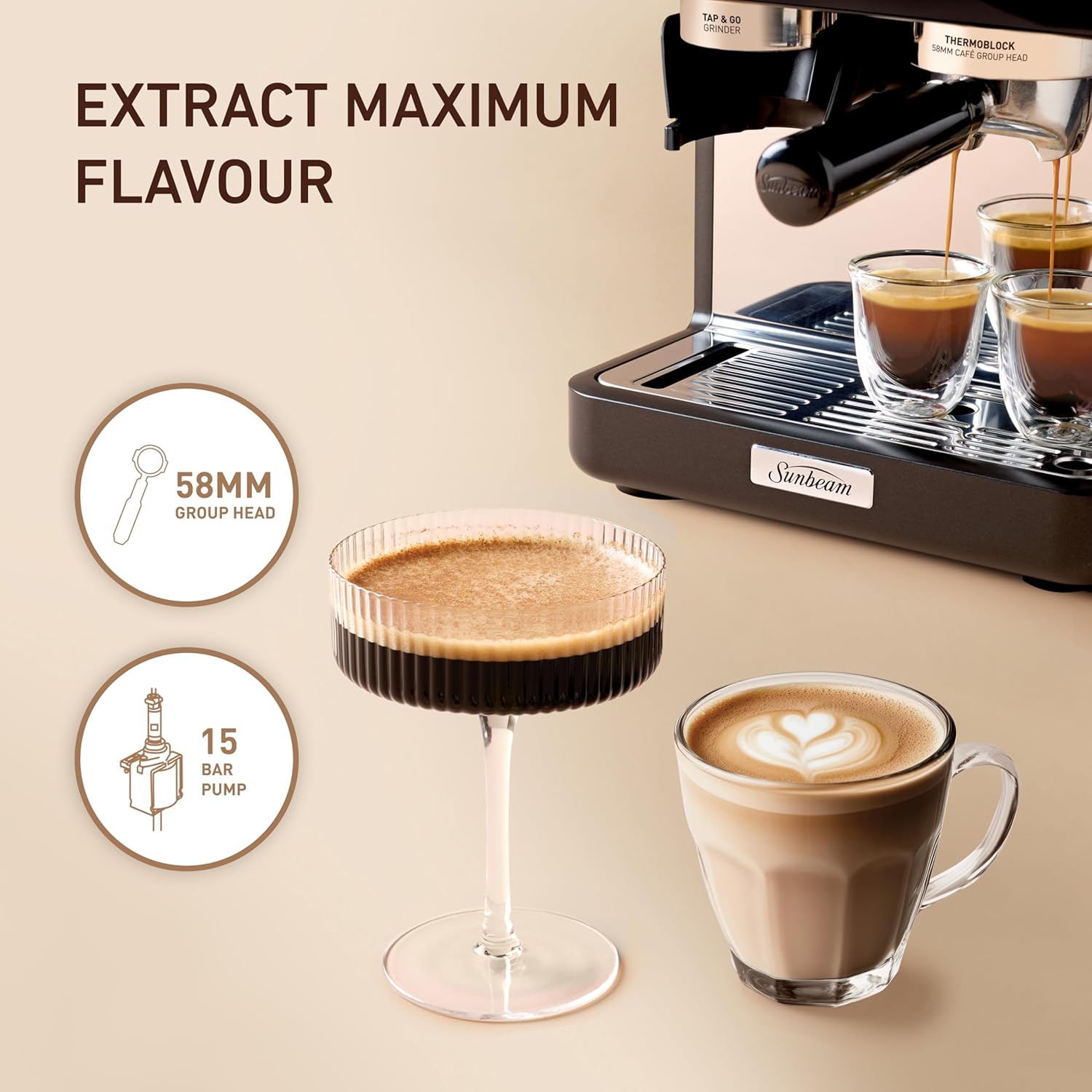 Sunbeam Origins Slimline Espresso Machine EMM4500BK Black