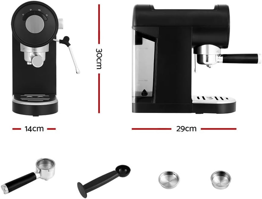 Devanti 20 Bar Espresso Coffee Machine with Milk Frother Stainless Steel