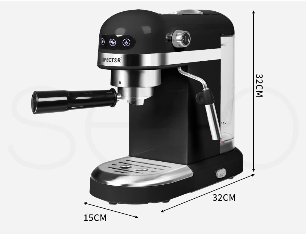 Spector Espresso Coffee Machine with Milk Frother Touch Screen Black