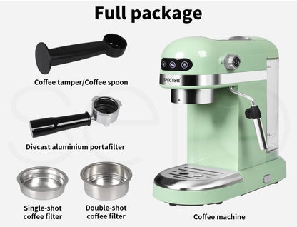 Spector Espresso Coffee Machine with Milk Frother Touch Screen Black