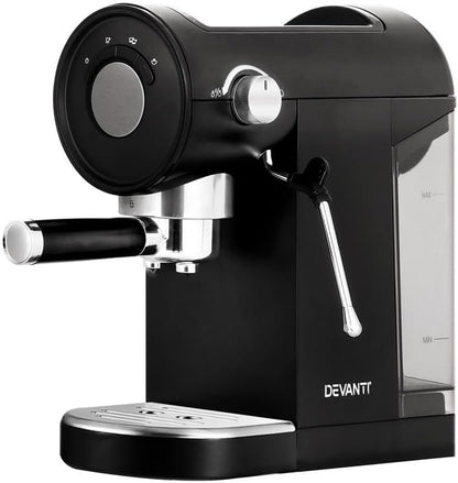 Devanti 20 Bar Espresso Coffee Machine with Milk Frother Stainless Steel