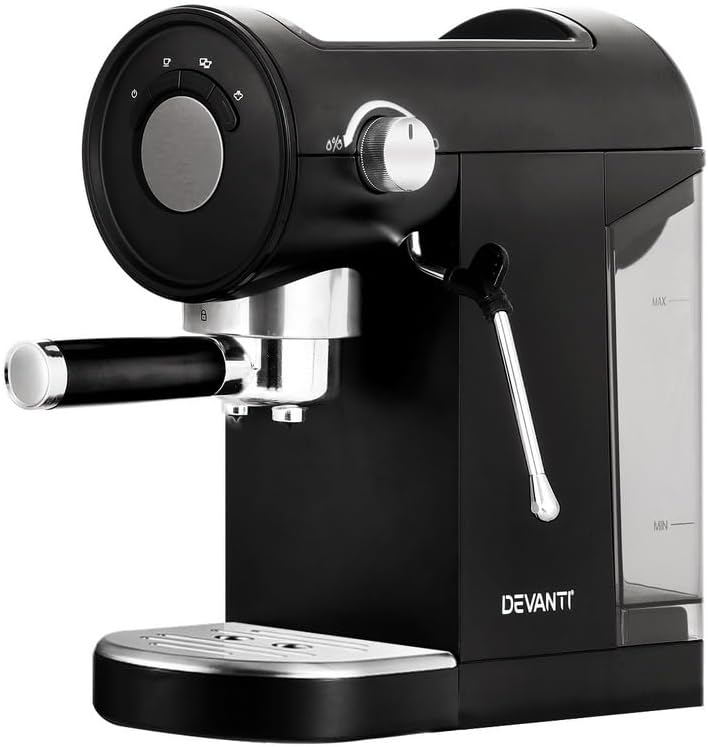 Devanti 20 Bar Espresso Coffee Machine with Milk Frother Stainless Steel