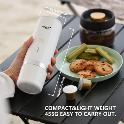 CERA+ Portable Electric Espresso Machine for Ground Coffee & NS Capsules White