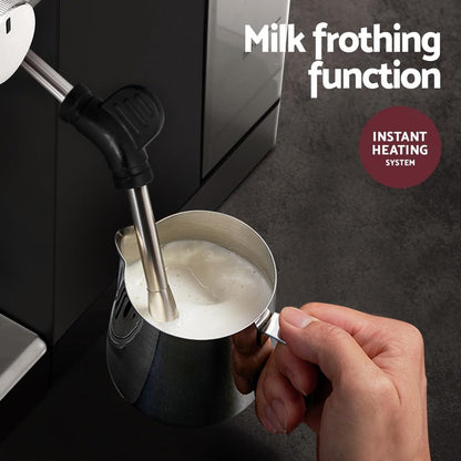 Devanti 20 Bar Espresso Coffee Machine with Milk Frother Stainless Steel