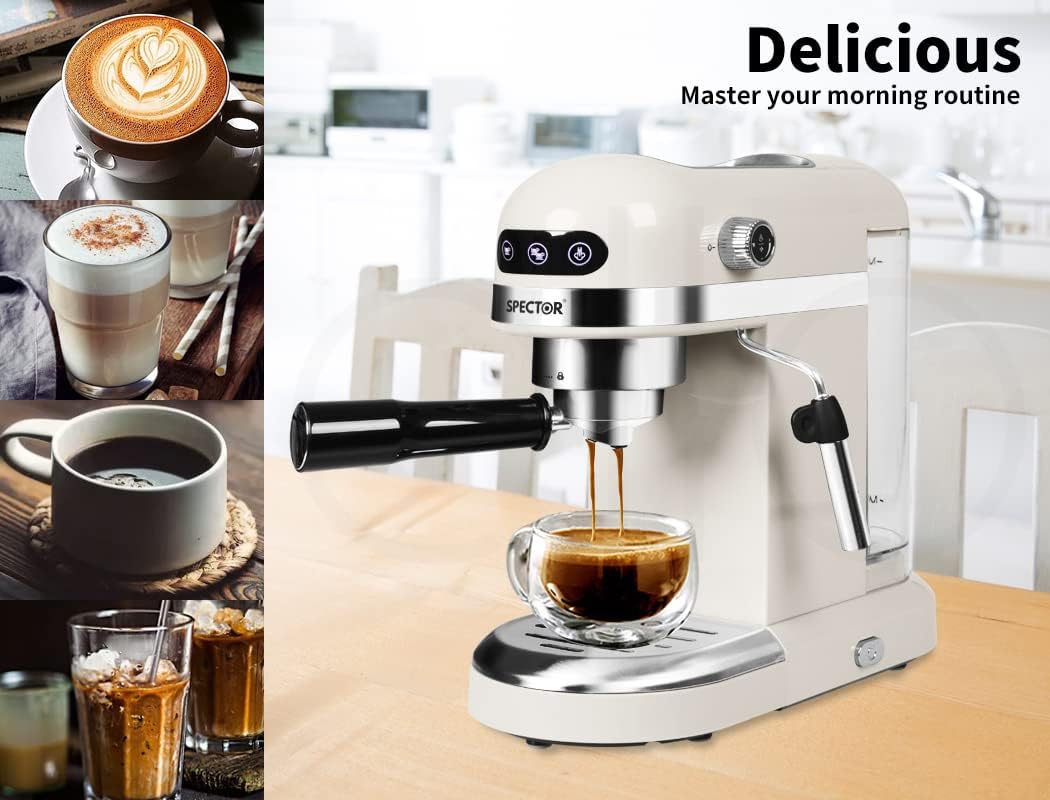 Spector Espresso Coffee Machine with Milk Frother Touch Screen Black