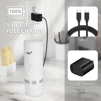 CERA+ Portable Electric Espresso Machine for Ground Coffee & NS Capsules White