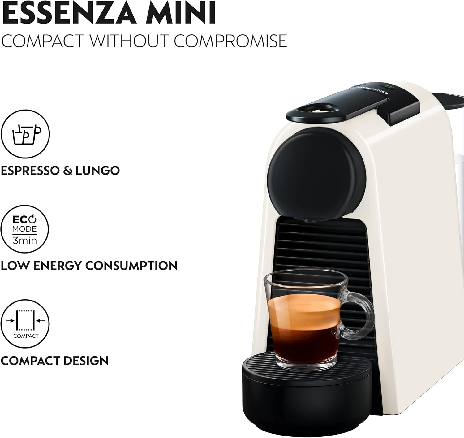 De'Longhi Nespresso Essenza Mini EN85W Capsule Coffee Machine White