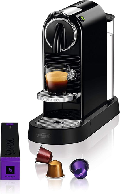 De'Longhi Nespresso CitiZ EN167.B, Automatic Coffee Machine, Single-Serve Capsule Coffee Machine, Welcome Set Included, Compact Design, 19 Bar Pressure, 1260W, Black