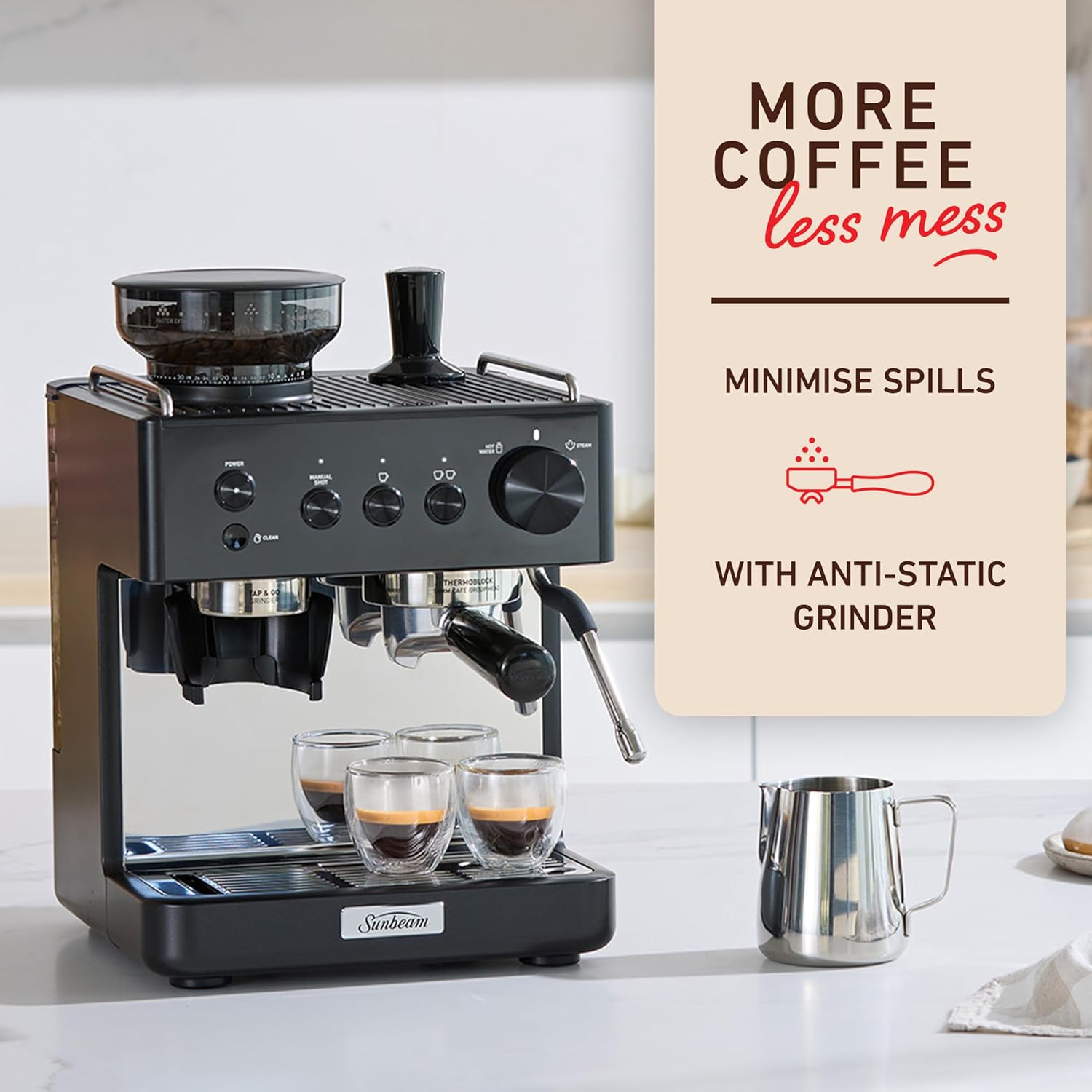 Sunbeam Origins Slimline Espresso Machine EMM4500BK Black